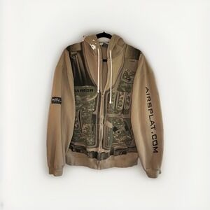 AirSplat Warrior Hoodie XL Tan Camo Full Zip‎ Tactical Airsoft Sweatshirt Rare